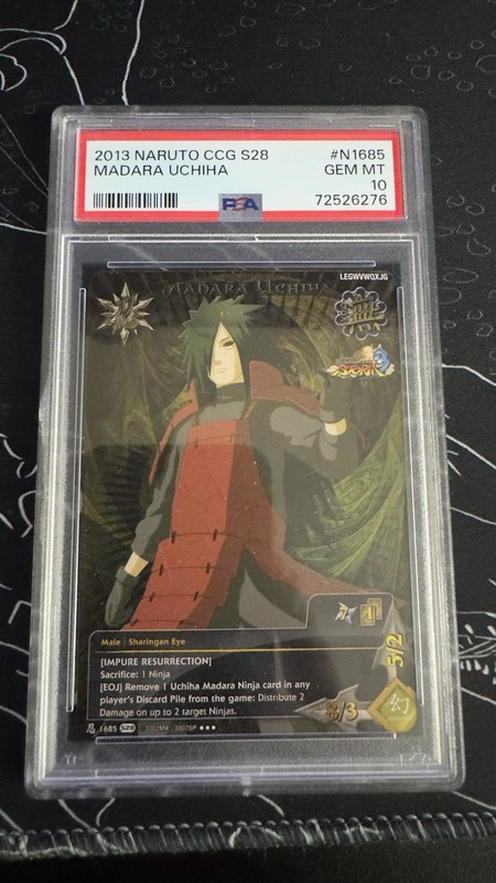 PSA 10 2013 Naruto CCG Madara Uchiha Super Rare Foil N-1685 UNS3