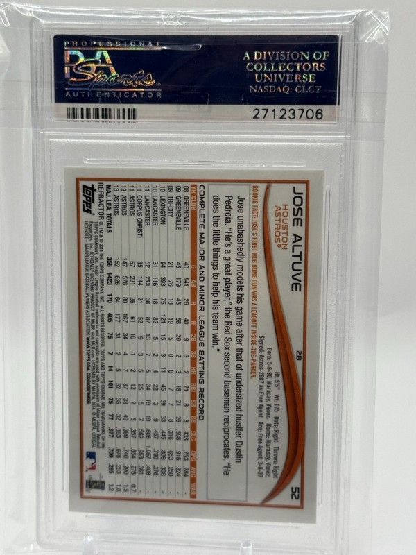 2014 Topps Chrome - Jose Altuve #52 Refractor PSA 9 Mint view 2