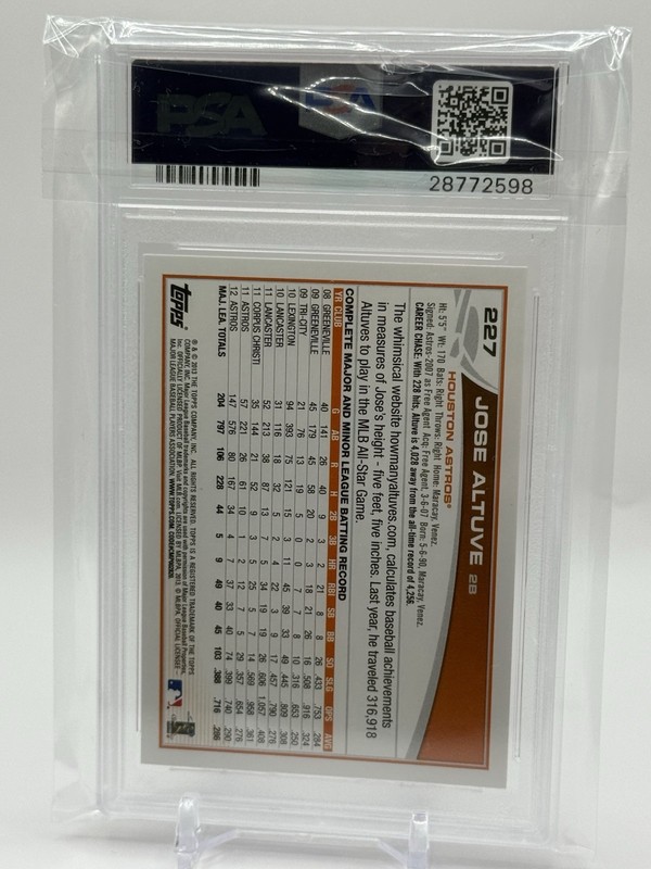 2013 Topps - Jose Altuve #227 Red PSA 9 Mint Houston Astros view 2