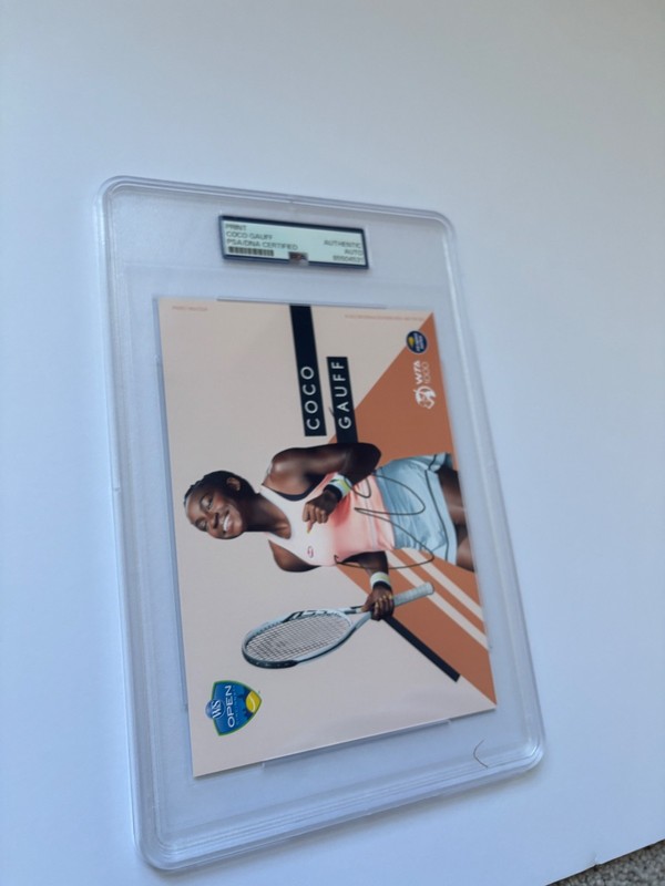 COCO GAUFF SIGNED CINCINNATI OPEN TENNIS PHOTO 5X7 HANDOUT CARD SLAB PSA/DNA view 2