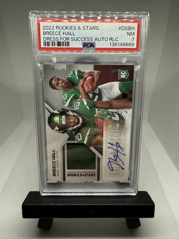 2022 Panini Rookies & Stars - Dress for Success Breece Hall #DS-BH 28/99 PSA 7