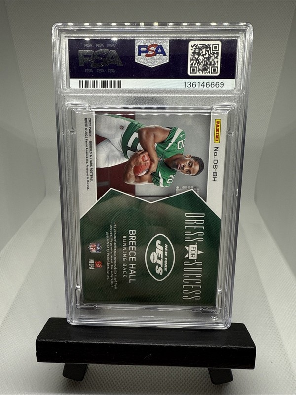 2022 Panini Rookies & Stars - Dress for Success Breece Hall #DS-BH 28/99 PSA 7 view 2