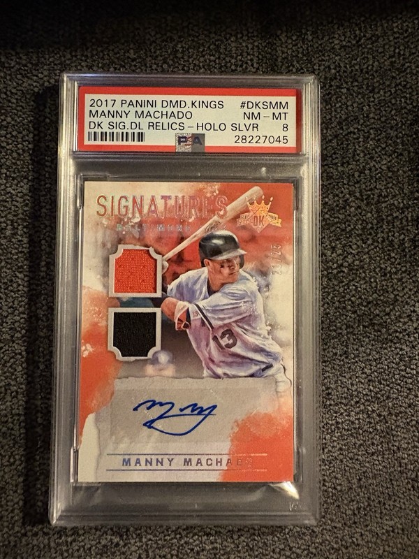 Manny Machado AUTO PSA 8  Baltimore Orioles Padres POP 1 GAME WORN PATCH  