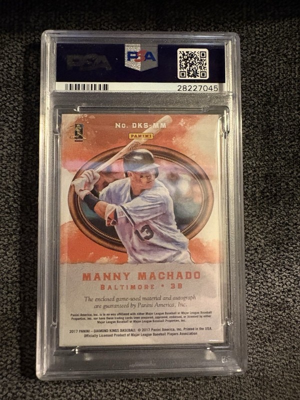 Manny Machado AUTO PSA 8  Baltimore Orioles Padres POP 1 GAME WORN PATCH   view 2