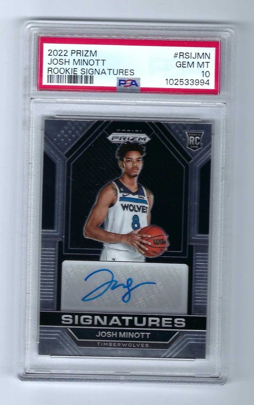 2022 Prizm Rookie Signatures Josh Minott Timberwolves RC Auto PSA 10 GEM MINT