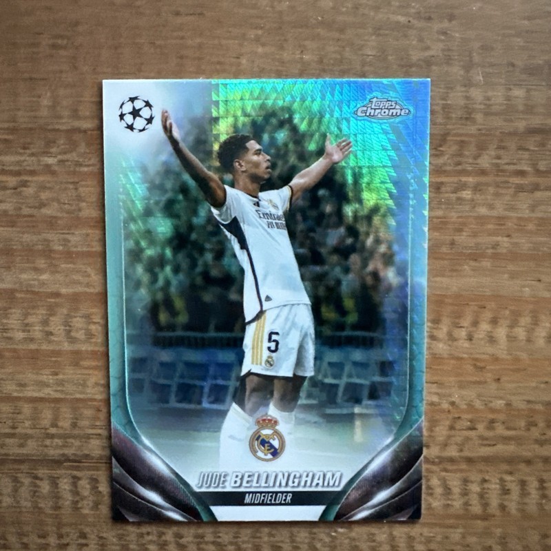 JUDE BELLINGHAM TOPPS CHROME 2023-24 SOCCER UEFA AQUA PRISM REFRACTOR #112