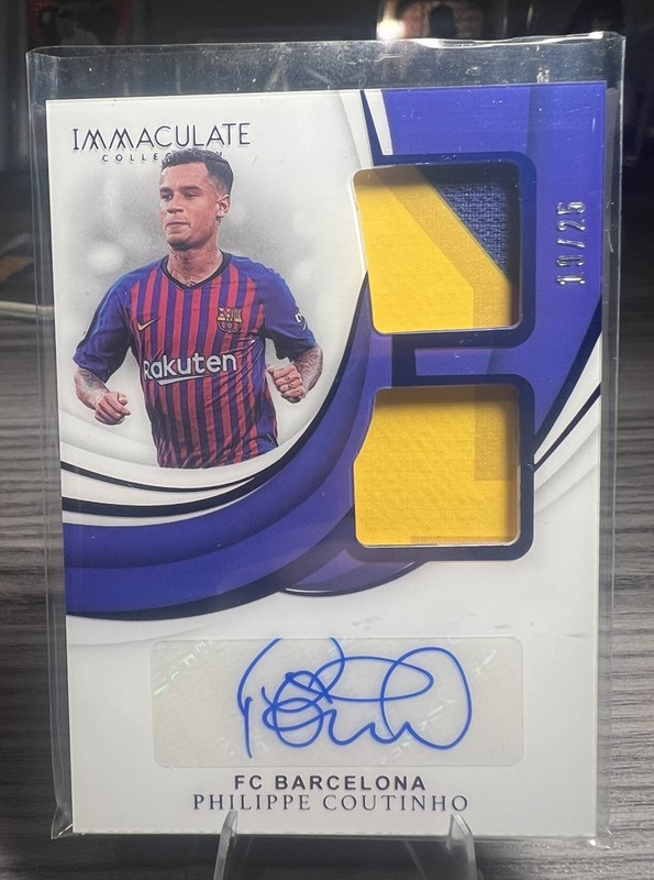 2018-19 Immaculate Barcelona Philippe Coutinho Match-worn DUAL Patch Auto 19/25