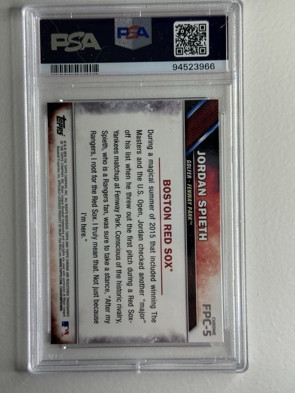2016 Topps Chrome First Pitch #FPC5 Jordan Spieth Golf RC Rookie PSA 10 GEM MINT view 2