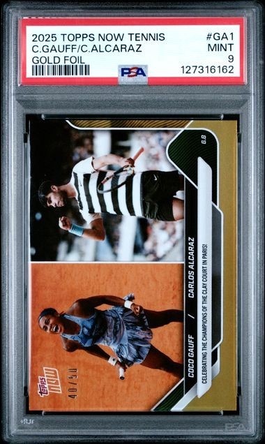 2025 Topps Now Gold Foil 40/50 Coco Gauff Carlos Alcaraz #TN-GA1 PSA 9 MINT