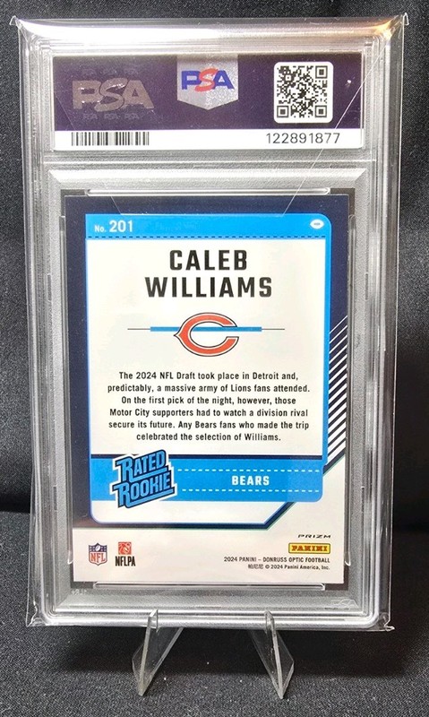 2024 Caleb Williams Optic Holo Prizm GEM MINT PSA 10 RC #201 view 2