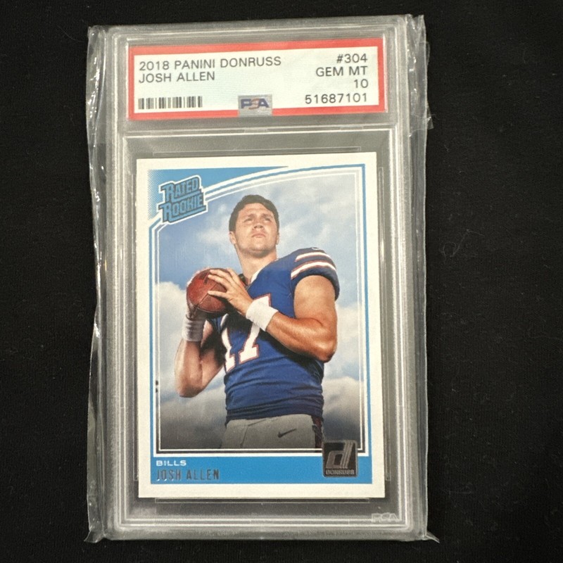 2018 PANINI DONRUSS #304 JOSH ALLEN Rated Rookie RC BILLS PSA 10
