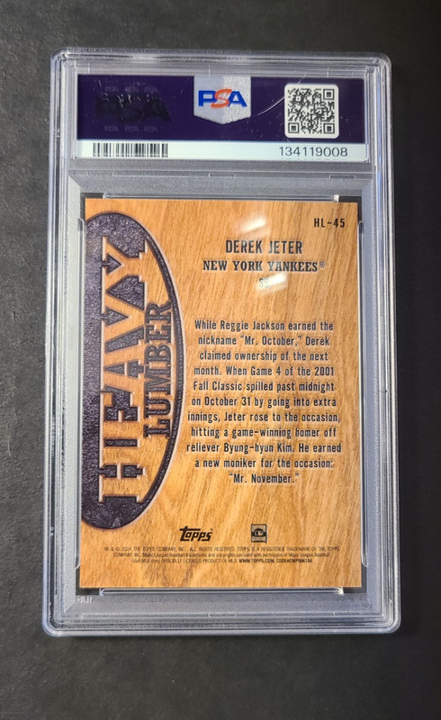 2024 Topps Heavy Lumber Derek  Jeter  PSA 9 view 2