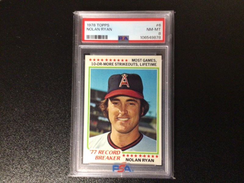 Nolan Ryan 1978 Topps baseball card #6 '77 Record Breaker Angels MLB HOF PSA 8