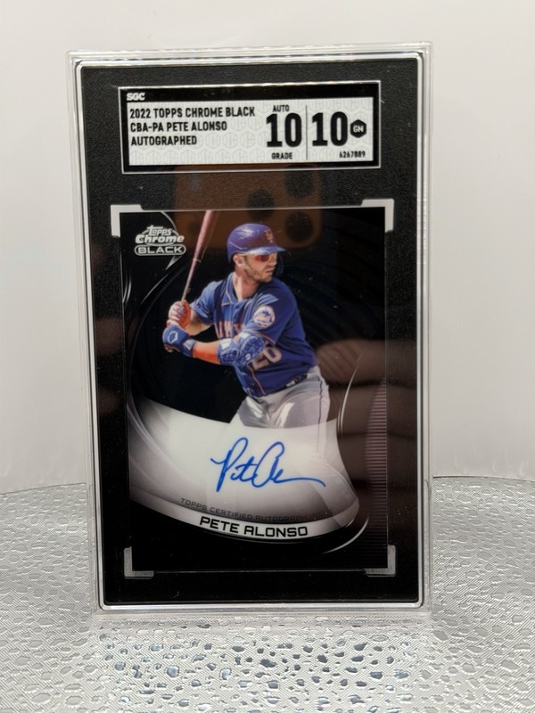 2022 Topps Chrome Black #CBA-PA Pete Alonso SGC 10 Gem Auto Mets