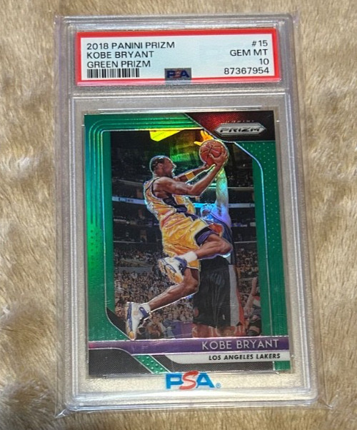 2018 PANINI PRIZM GREEN PRIZM #15 KOBE BRYANT PSA 10 POP 212