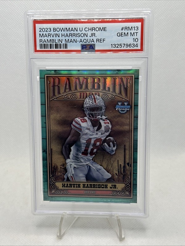 2023 Bowman U Chrome #RM13 Marvin Harrison Jr. /150 (Aqua Ramblin Man) (PSA 10)