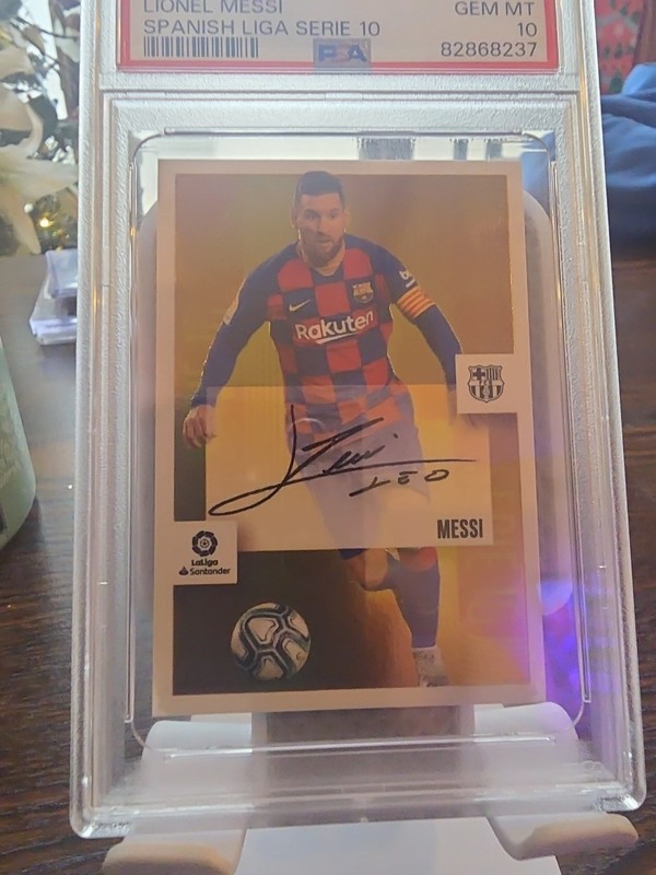 Lionel Messi 2020-21 Colecciones Este Autografo Spanish Liga Serie 10 Auto Mint view 2