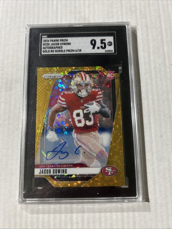 2024 Panini Prizm Jacob Cowing No Huddle Gold Auto /10 SGC 9.5 view 1