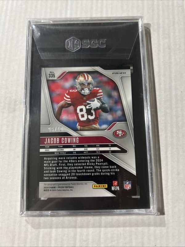 2024 Panini Prizm Jacob Cowing No Huddle Gold Auto /10 SGC 9.5 view 2