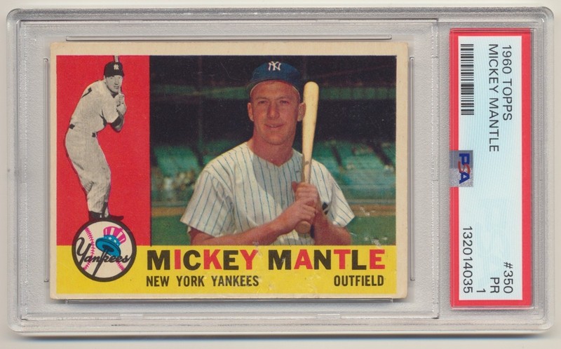 Mickey Mantle 1960 Topps Card, # 350, PSA PR 1. New York Yankees view 2
