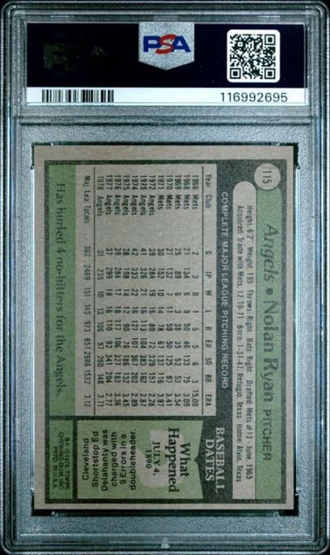 1979 Topps #115 Nolan Ryan PSA 7 California Angels  (2695) view 2