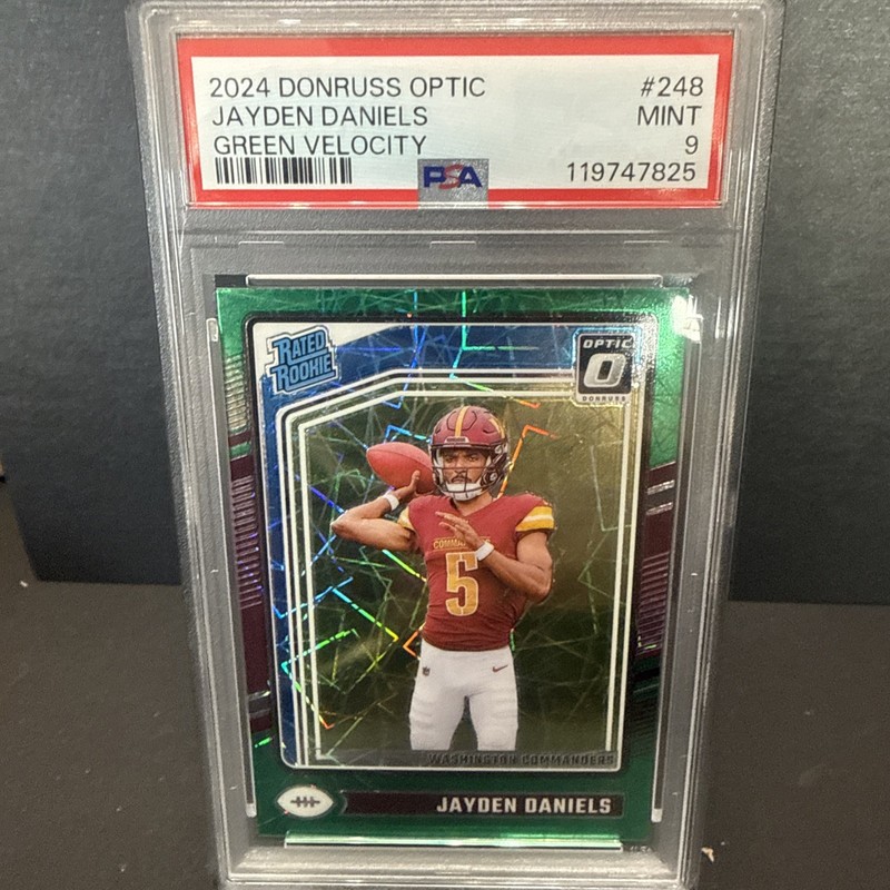 2024 Donruss Optic Jayden Daniels Green Velocity PSA 9