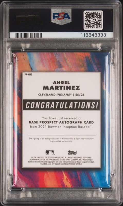 2021 Bowman Inception Angel Martinez Rookie FOILFRACTOR AUTO 1/1 Superfractor RC view 2