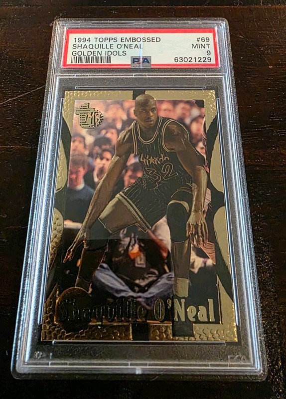 RARE Pop 25! 1994-95 Topps Embossed Shaquille O'Neal #69 Golden Idol PSA 9 READ