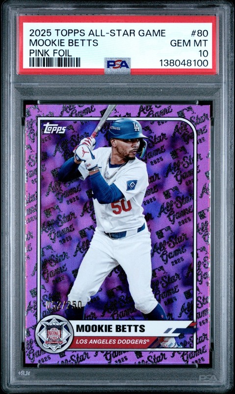 Mookie Betts 2025 TOPPS ALL-STAR GAME 80 MOOKIE BETTS PINK FOIL /250 PSA 10