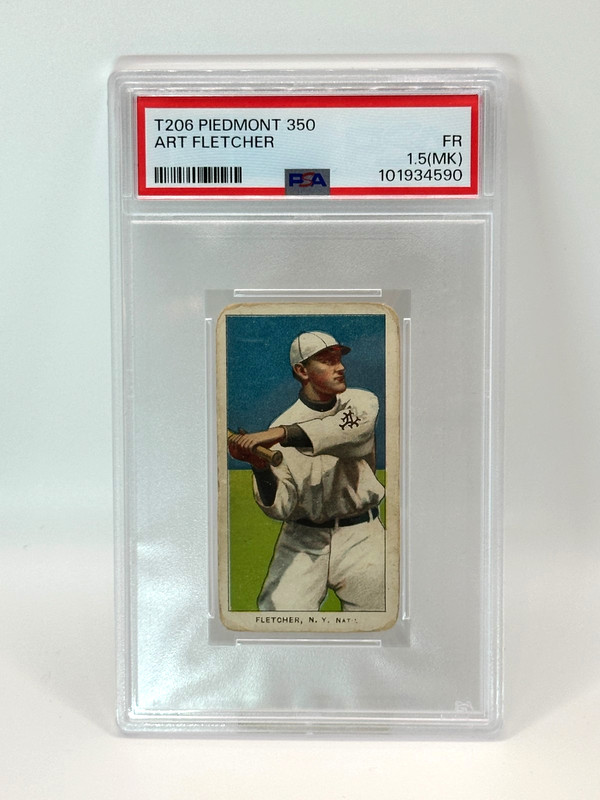 T206 PIEDMONT 350 ART FLETCHER PSA 1.5 (MK) FR NEW YORK NATIONALS TOBACCO CARD