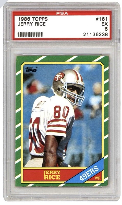 1986 Topps - Jerry Rice #161 C* on Copyright Line (RC) San Francisco 49ers PSA 5