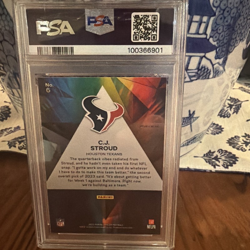 2023 Prizm CJ Stroud #6 Prizmatic Green Rookie RC PSA 10 view 2