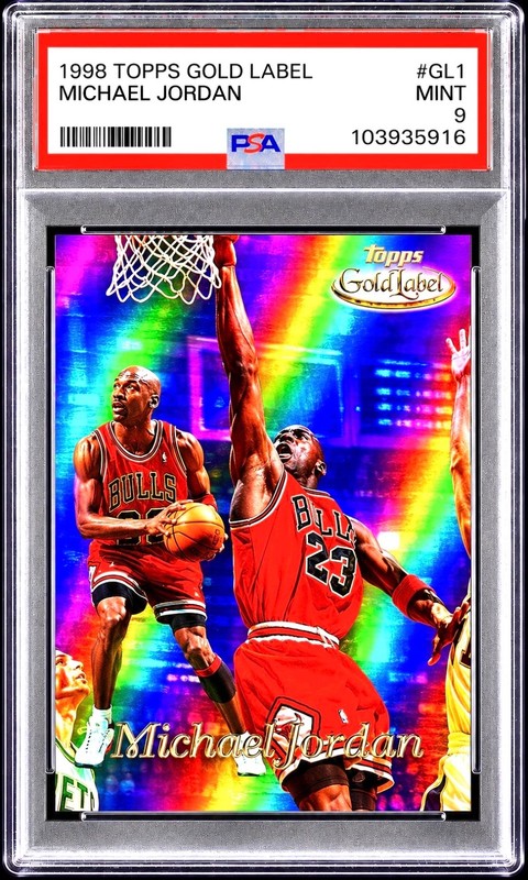 Michael Jordan RAINBOW FOIL REFRACTOR TOPPS GOLD LABEL PSA 9