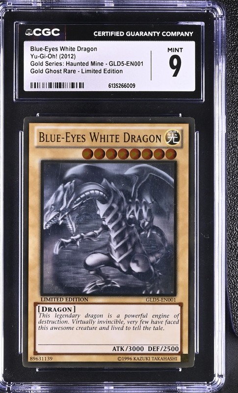 YuGiOh GRADED Blue-Eyes White Dragon GLD5-EN001 Ltd Ed Ghost Rare 9 CGC ENGLISH