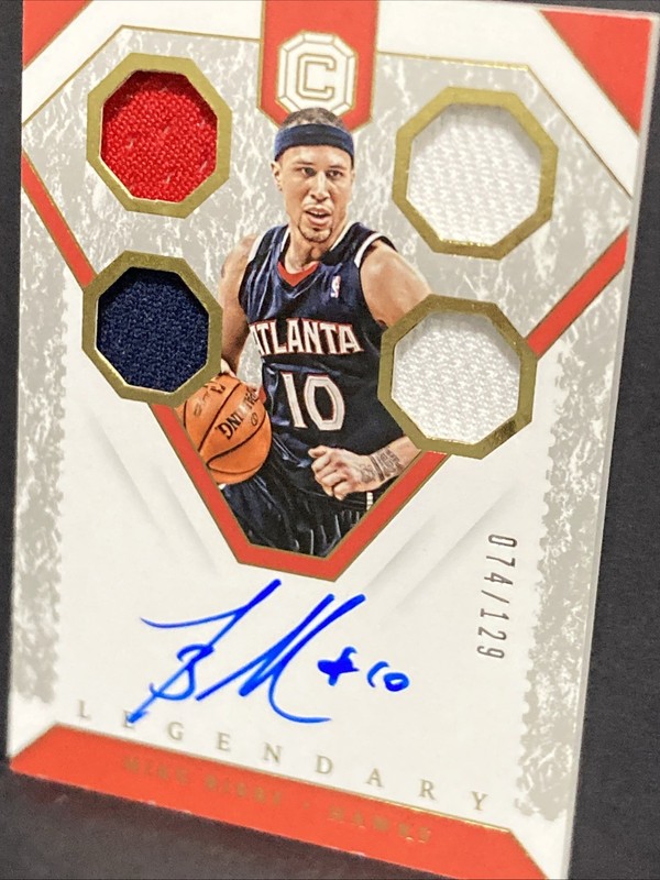 Mike Bibby 2018 Panini Cornerstones Legendary Quad Patch Auto #074/129 Hawks NBA view 2