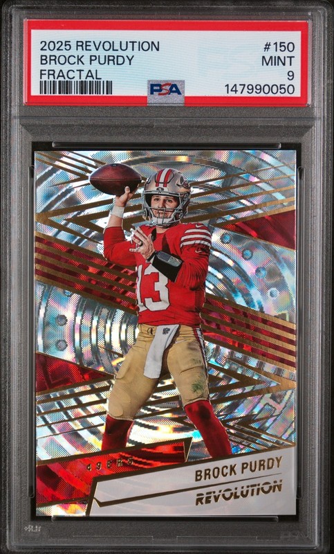 BROCK PURDY /99 FRACTAL SAN FRANCISCO 49ERS QB 2025 PANINI REVOLUTION PSA 9 MINT