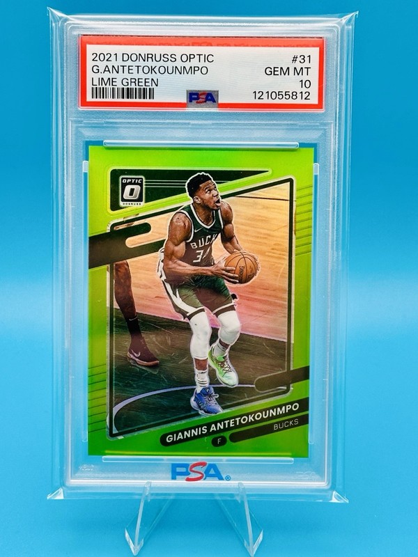 2021 Donruss Optic #31 Lime Green Giannis Antetokounmpo /149 PSA 10