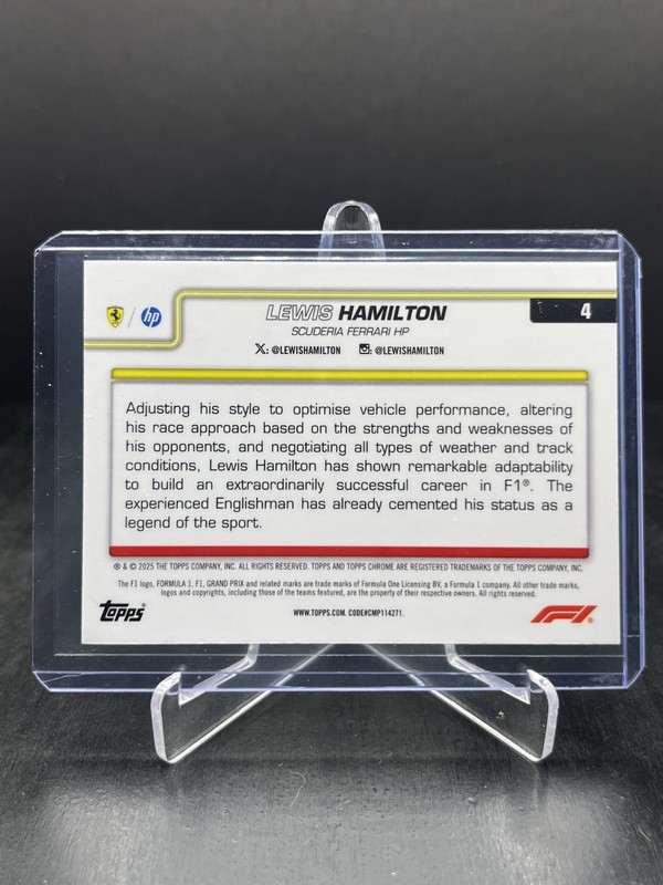 2025 Topps Chrome Sapphire Formula 1 F1 Lewis Hamilton Portrait #4 view 2