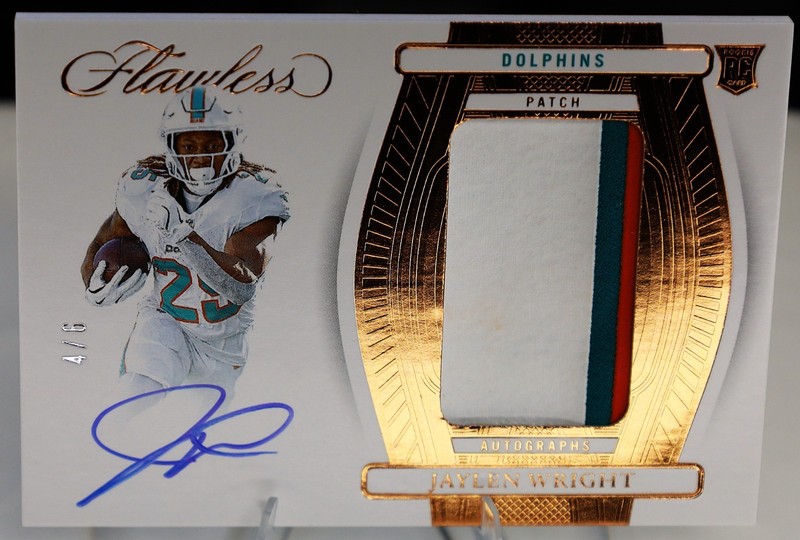 2024 Panini Flawless Jaylen Wright RC RPA Rookie Three Color Patch Auto /6 MEM