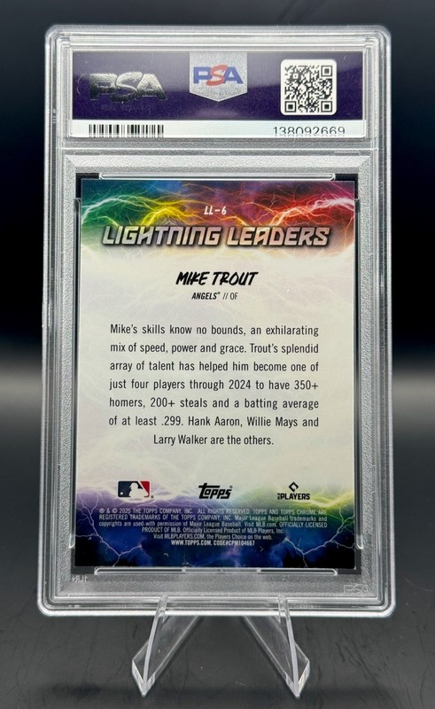 Topps Chrome Lightning Leaders Mike Trout LL-6 PSA 9 Angels 2025 view 2