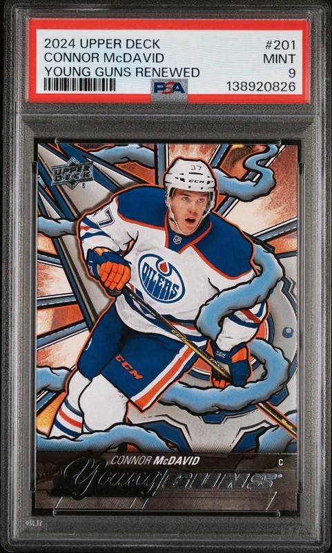 Connor McDavid YOUNG GUNS RENEWED PSA 9 MINT 2024 UPPER DECK #201 CARD NHL