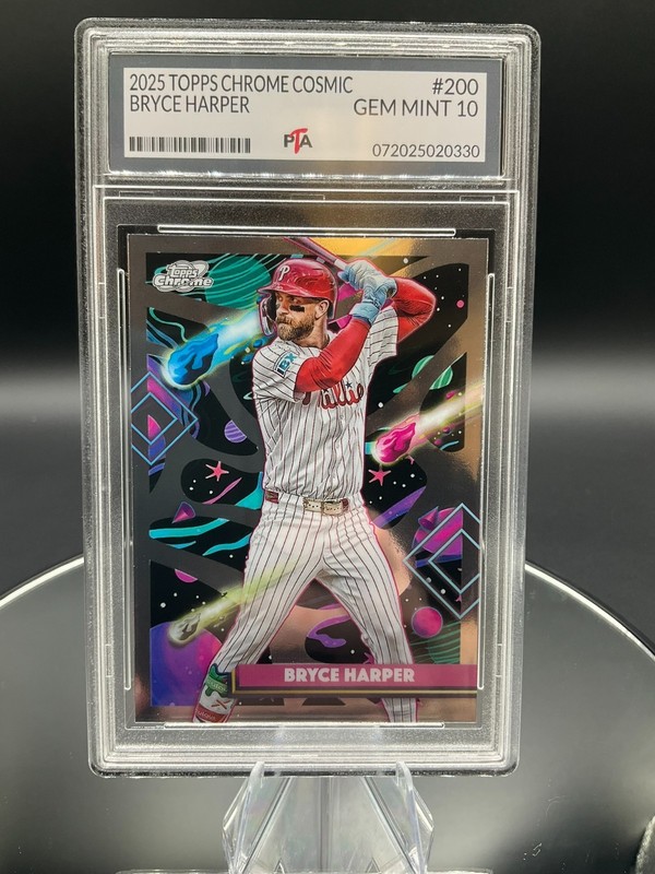 2025 Topps Chrome Cosmic #200 Bryce Harper ~ Phillies Graded GEM MINT PTA 10🔥