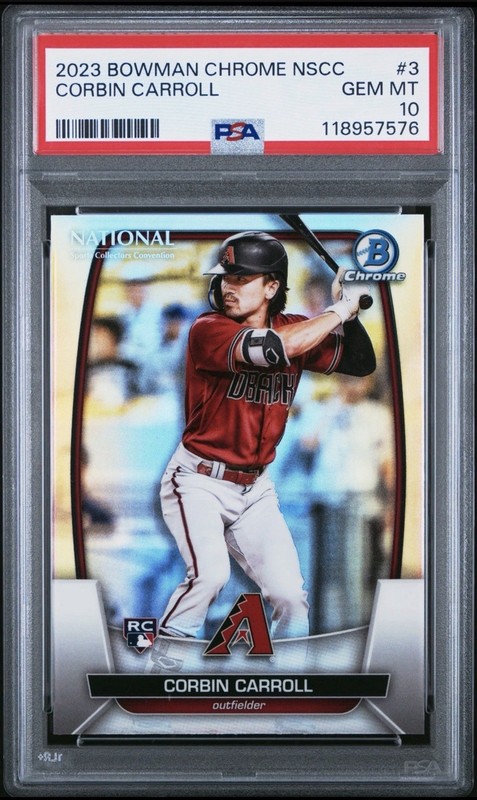 Topps 2023 National Convention Bowman Chrome Corbin Carroll MLB-3 Rookie PSA 10