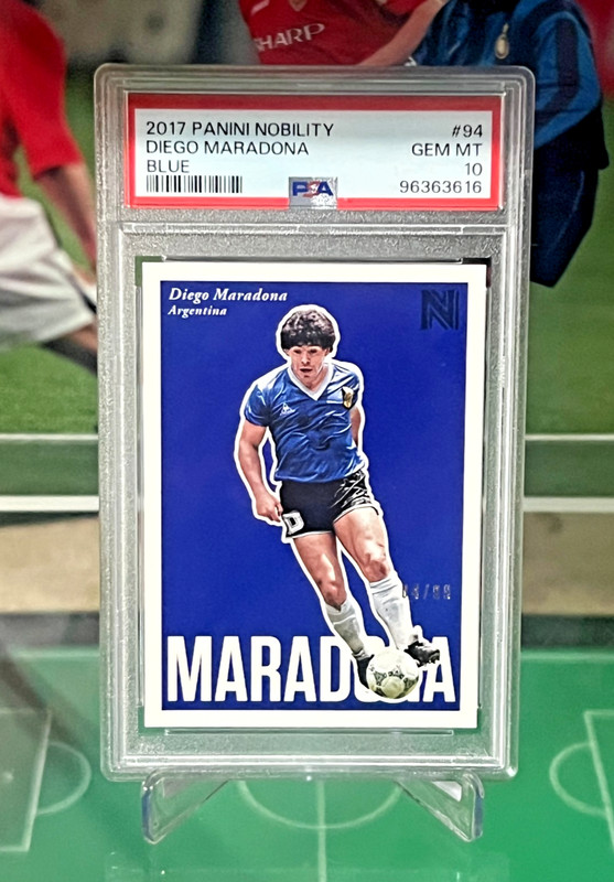 2017 Panini Nobility #94 Diego Maradona Blue /99 PSA 10 view 2