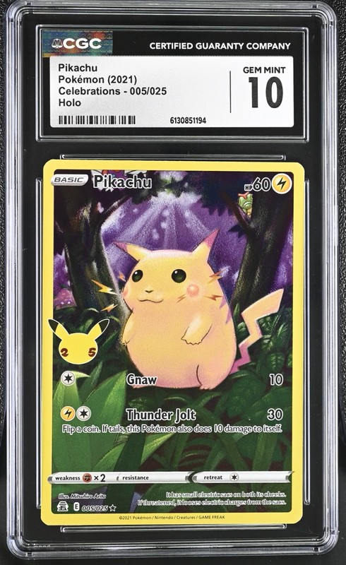 Pokémon GRADED Pikachu 005/025 Celebrations Holo 10 CGC ENGLISH
