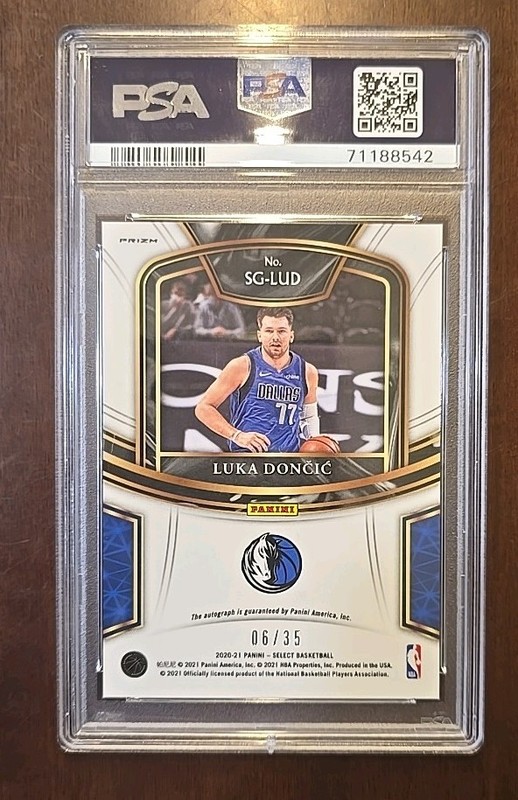 2020 Panini Select LUKA DONCIC Neon Geen Prizm Auto /35 PSA MINT9 DNA AUTO 10 view 2