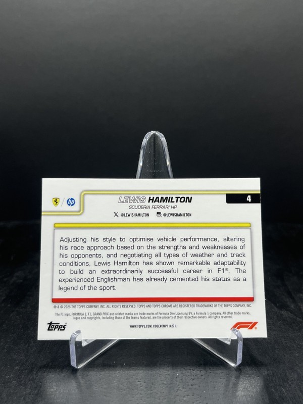 2025 Topps Chrome Formula 1 F1 Lewis Hamilton Black White Checker Portrait #4 view 2