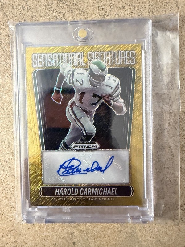 2025 Panini Prizm Black Harold Carmichael Gold Auto 3/10 Eagles view 1