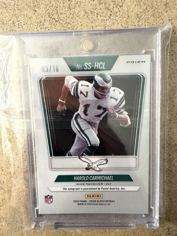 2025 Panini Prizm Black Harold Carmichael Gold Auto 3/10 Eagles view 2
