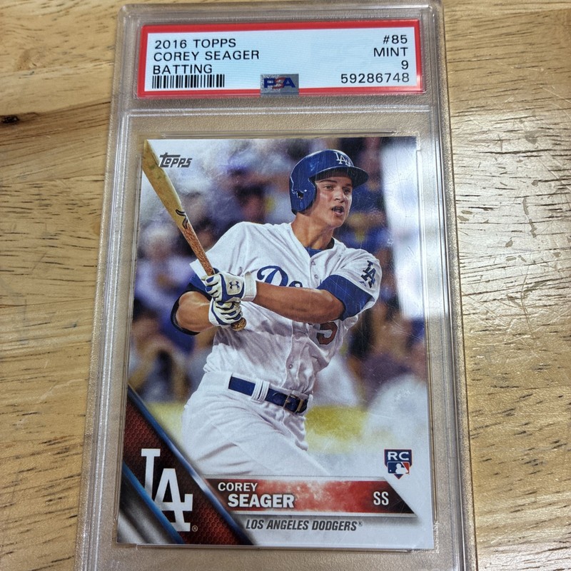 Corey Seager Topps Rookie Batting PSA 9 view 1